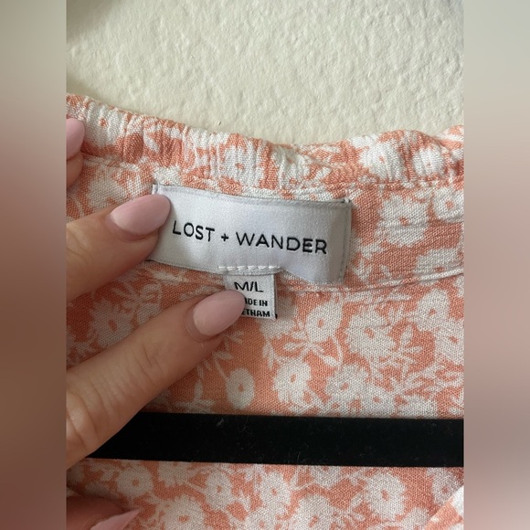 Lost and wander gauze Pick me in the desert pink and white floral tunic blouse - Picture 4 of 5